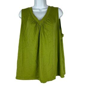 Apt. 9 Essential Green Sleeveless Tank Top 1X Pima Cotton Blend Womens